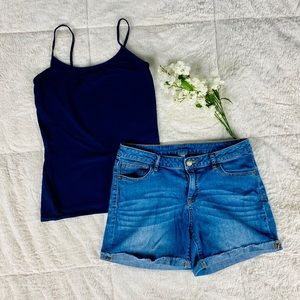 Jennifer Lopez size 4 Jean Shorts w/Navy Blue Tank